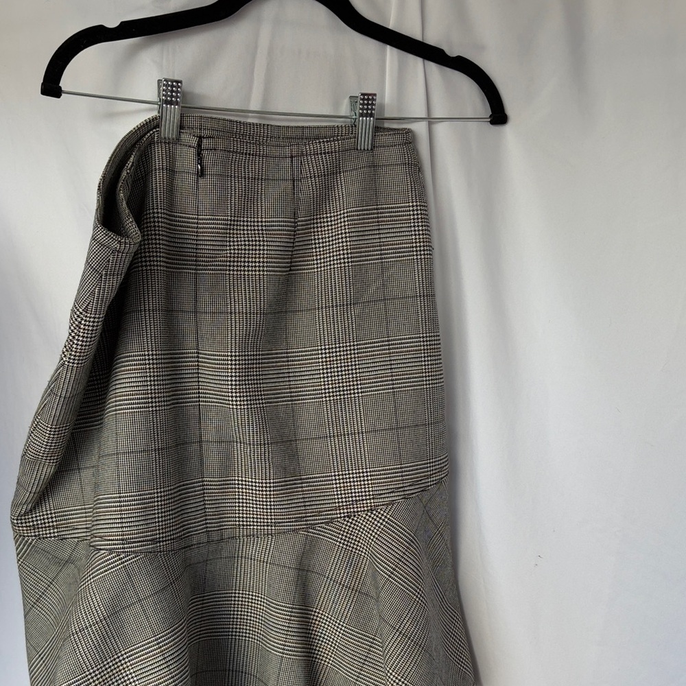 Ann Taylor Gray Plaid /gingham Midi Skirt